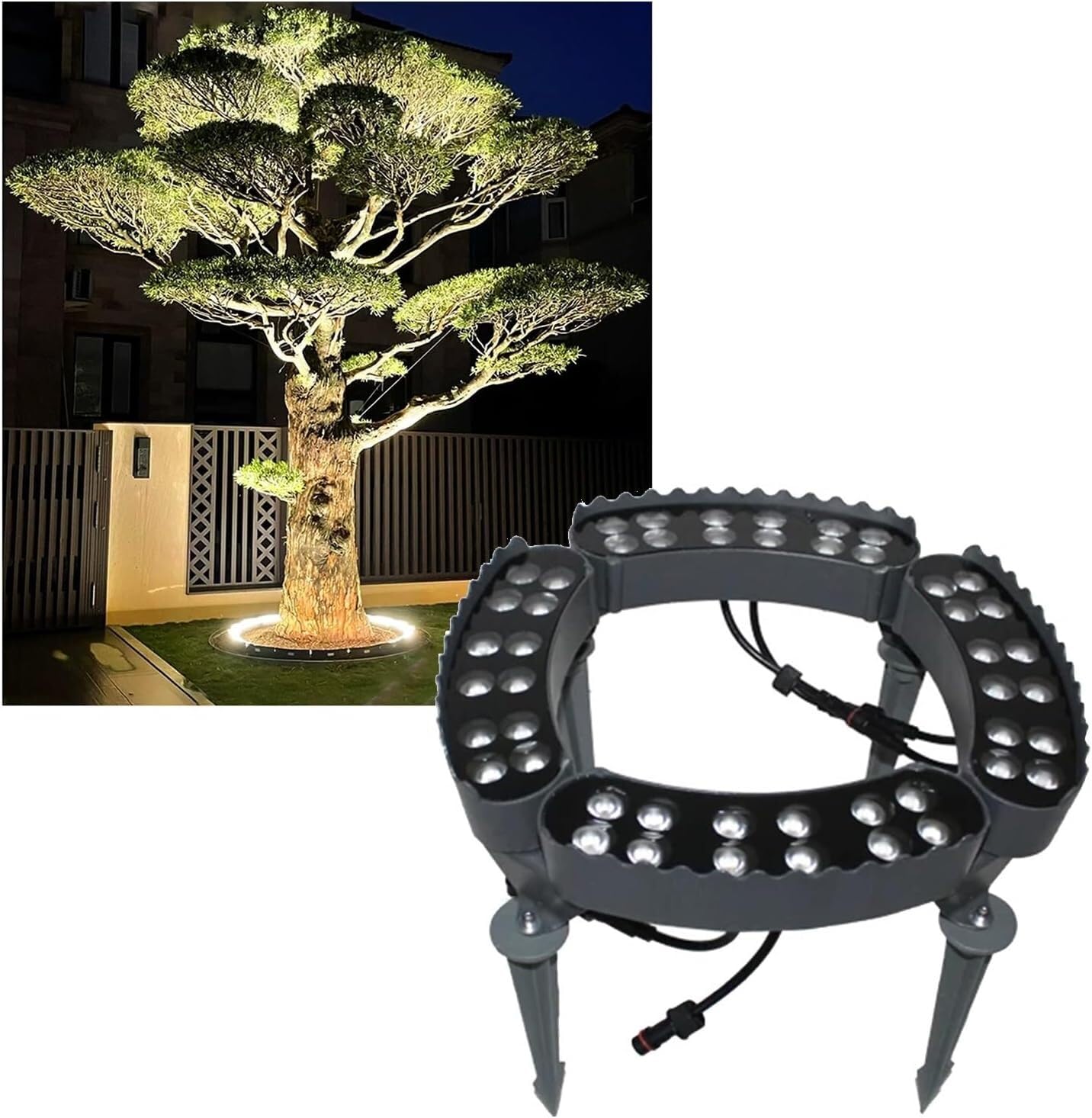 k3Mq9Rw Solar Tree Lights LED Ring Tree Lights, Ideal For Decorating Garden Palm Trees(Yellow,4 Packs)
