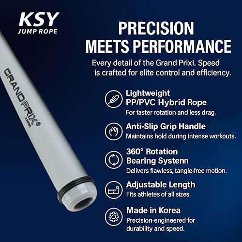 Miniatura 5 de Cuerda de salto de velocidad para hombres y mujeres (serie Grand Prix Speed)  Cuerda de saltar de PVC ajustable para entrenamientos de fitness,