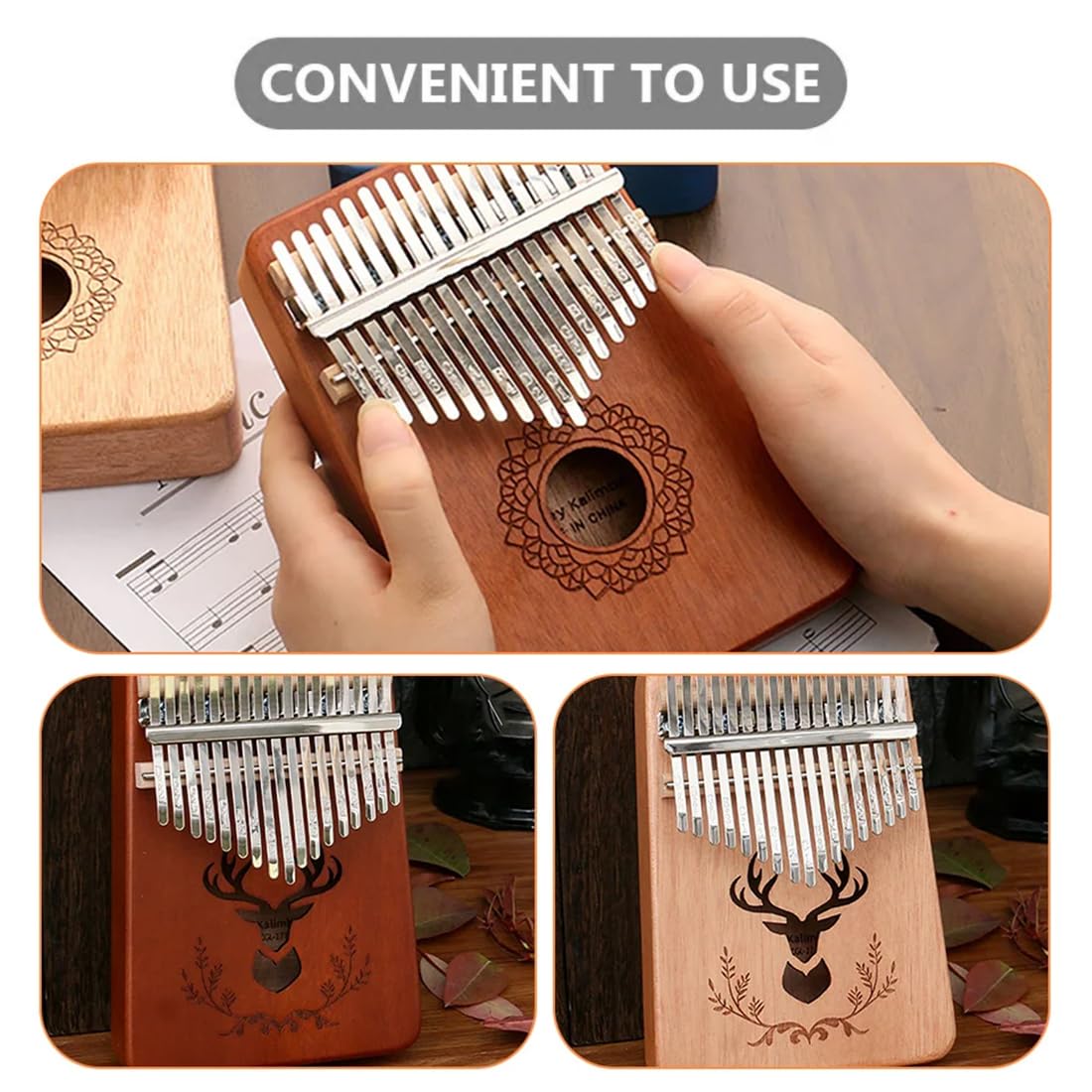 17 Keys Kalimba Kit-Kalimba Strumento Musicale-Accessori Fai-da-Te per Pianoforte a Pollice a 17 Toni-Thum Piano Parti di Ricambio-con Borsa Portaoggetti e Tuning Hammer