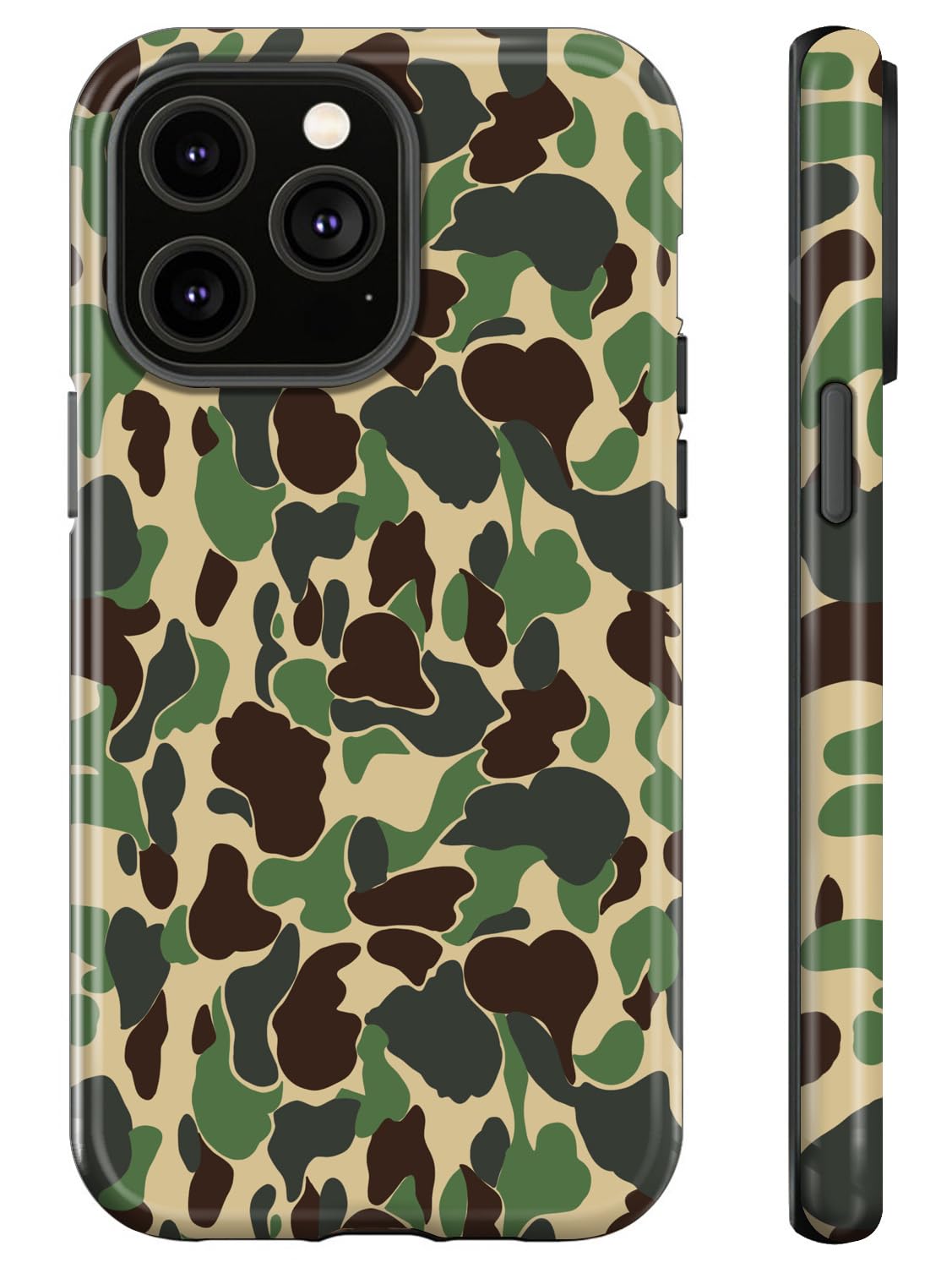 Coque iPhone 14 antichoc camouflage vert protection double couche iPhone 13