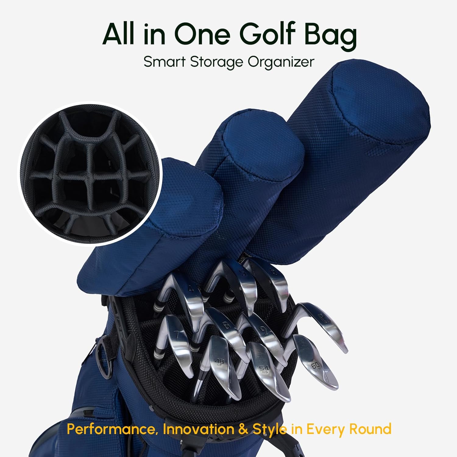 Ultra Lightweight Waterproof Golf Stand Bag with Rain Cover | Full-Length, 6 Pockets with Magnetic Access & Dual X-Strap | Easy-Carry for Men & Women