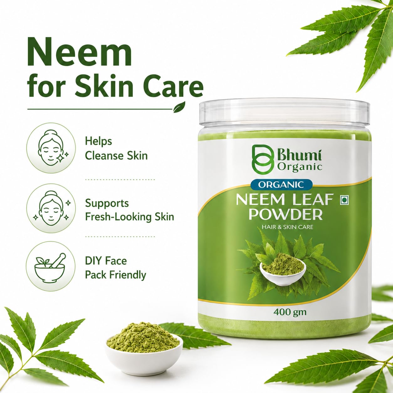 Neem Leaf Powder for Hair and Skin Care, 400 gm — Amazon image 4