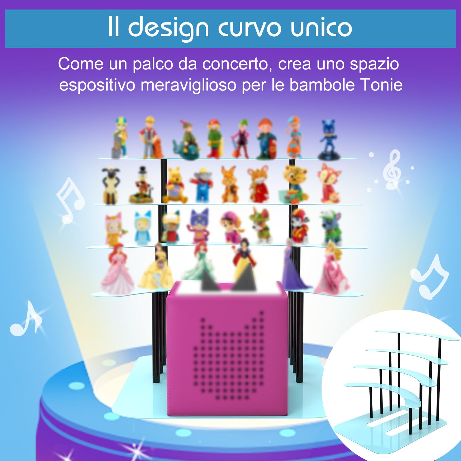 Scaffale per Tonies, in metallo, per Toniebox, per 30-40 personaggi, decorazione per la cameretta dei bambini, regalo per bambini (blu)