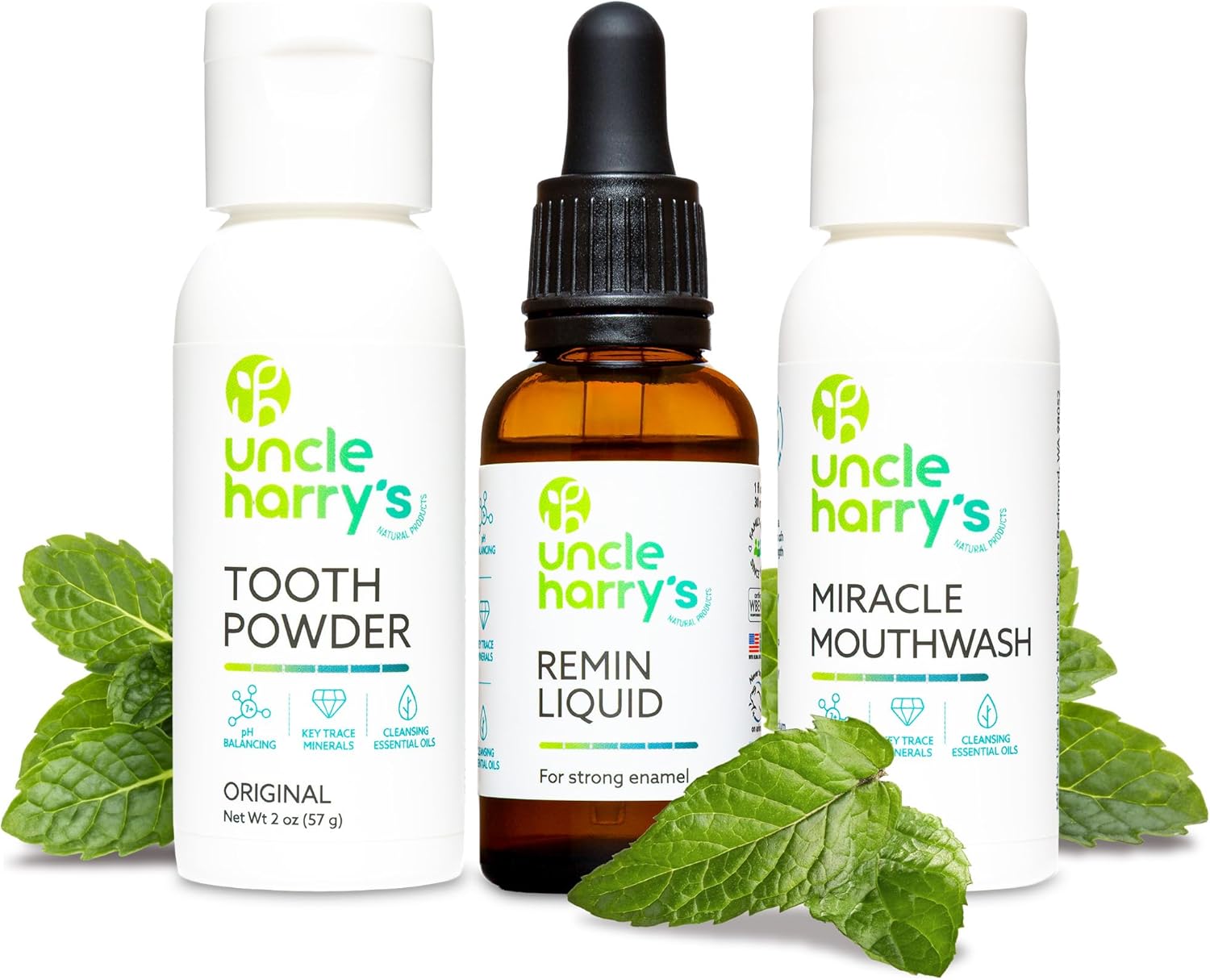 Uncle Harry's Natural Remineralization Kit for Tooth Enamel & Mineral - 3 Products Strengthen Weak Enamel & Correct Oral Care Issues (1 kit)