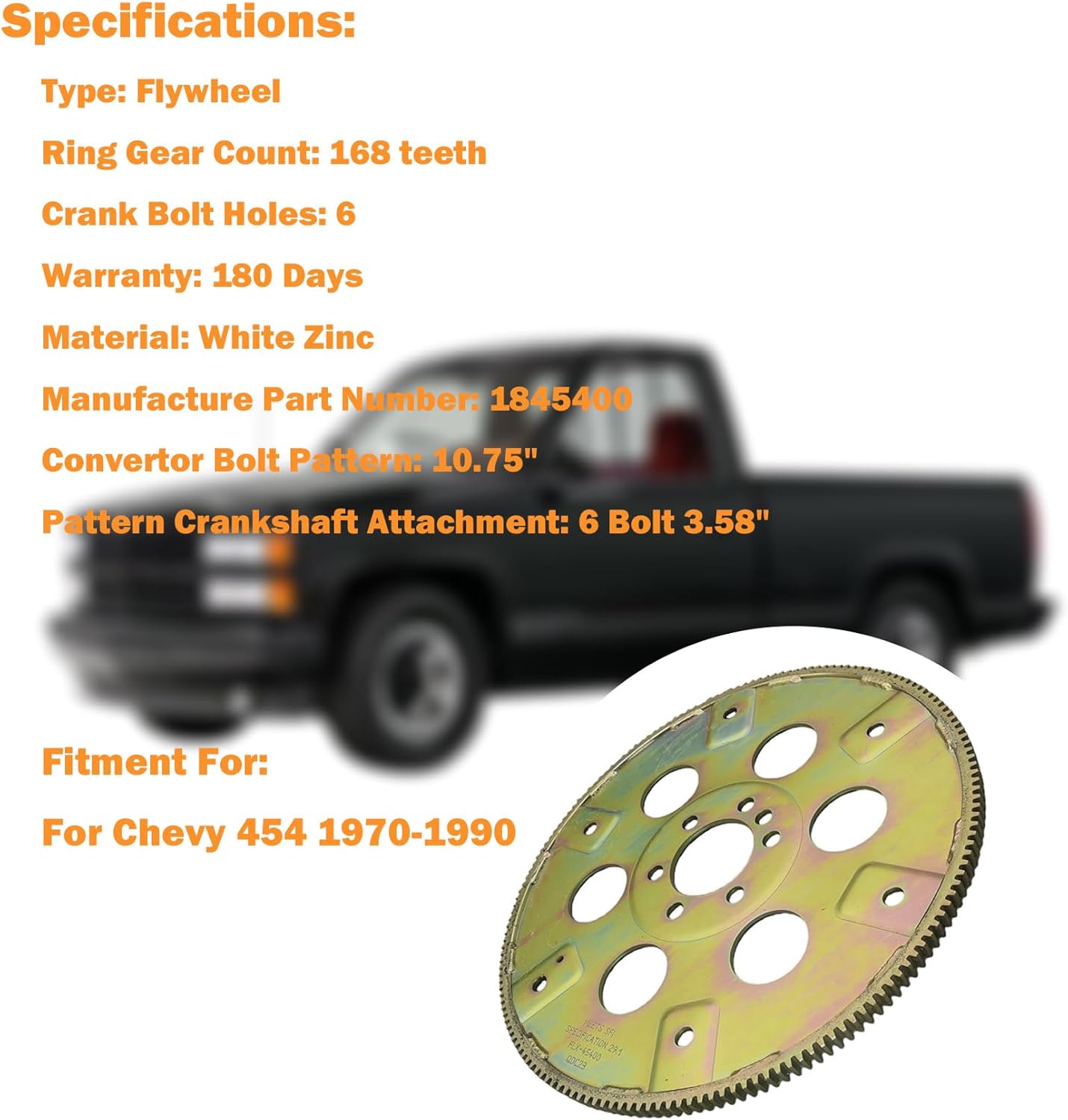 1845400 High-Strength Chromoly Steel Flexplate SFI 29.1 Approved for Chevy 454 1970-1990
