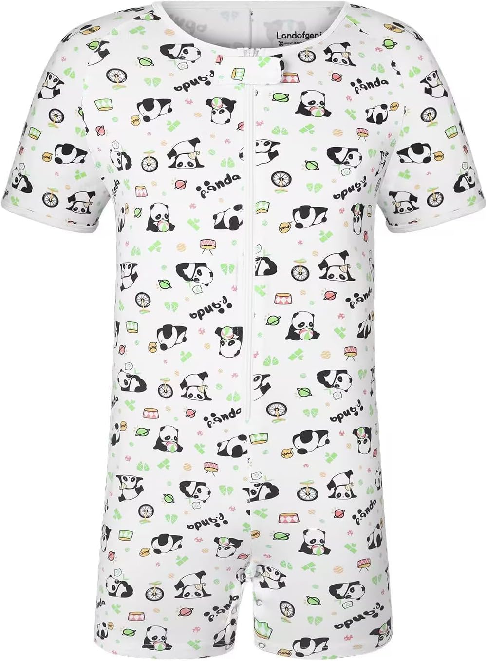 Landofgenie Men's Short Sleeve Romper Crotch Shirt Bodysuit One Piece Pajamas