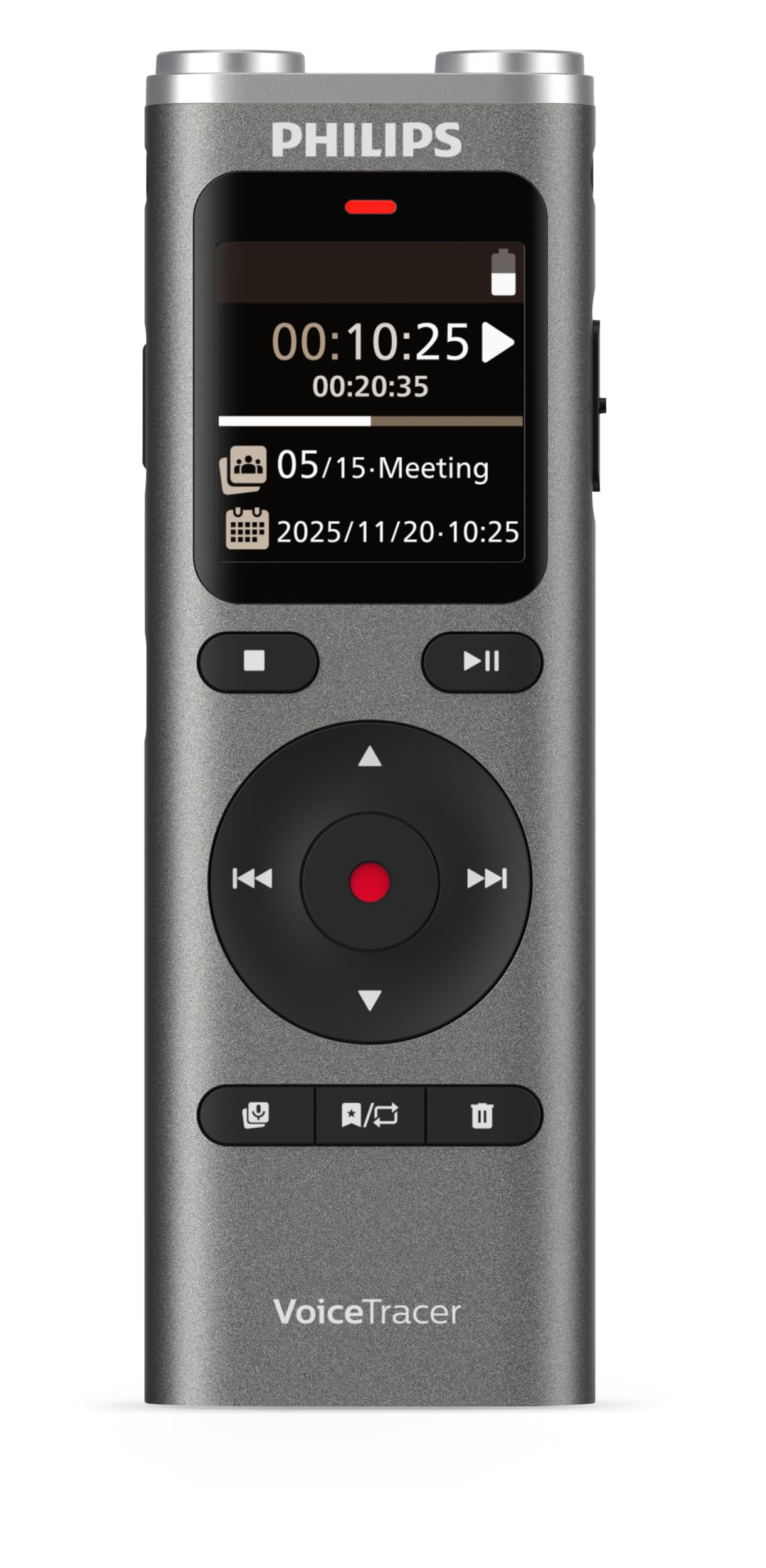 Philips Voice Tracer Digital Voice Recorder 8 Gb Dvt2025 Grey