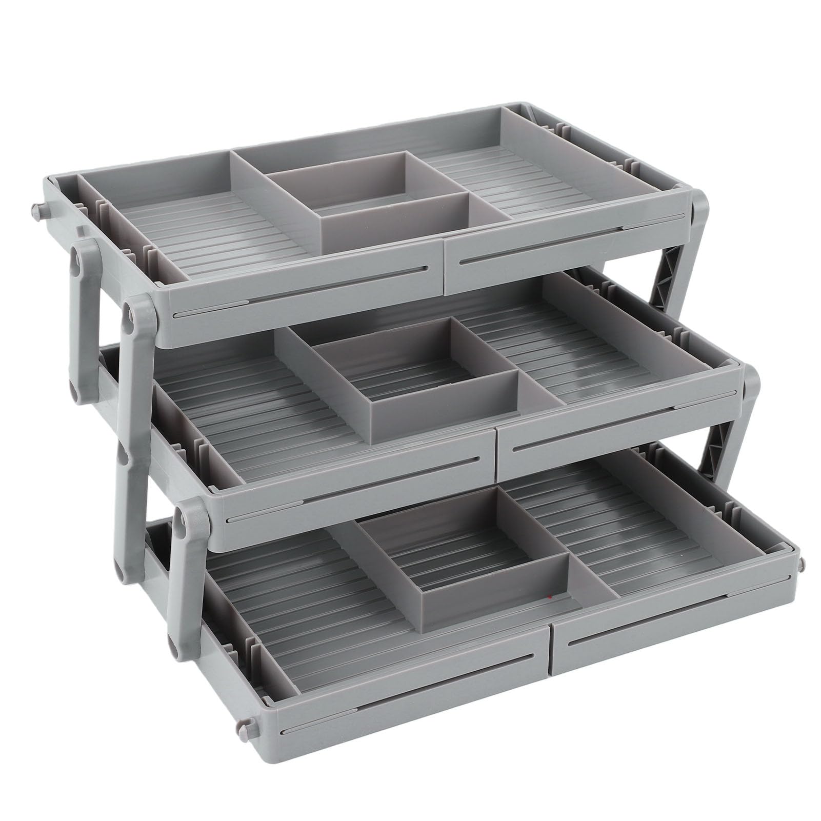 Organizer per Cassetti a 3 Livelli, Contenitore Intelligente Pieghevole Regolabile a più Livelli con File Rinforzate per Trucco, Gioielli, Cosmetici, Ufficio, Cucina