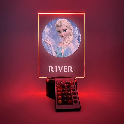 Miniatura 4 de Lámpara de escritorio LED con luz nocturna de princesa, personalizada, grabada, Elsa, hecha a pedido, decoración de habitación del hogar de niñas,