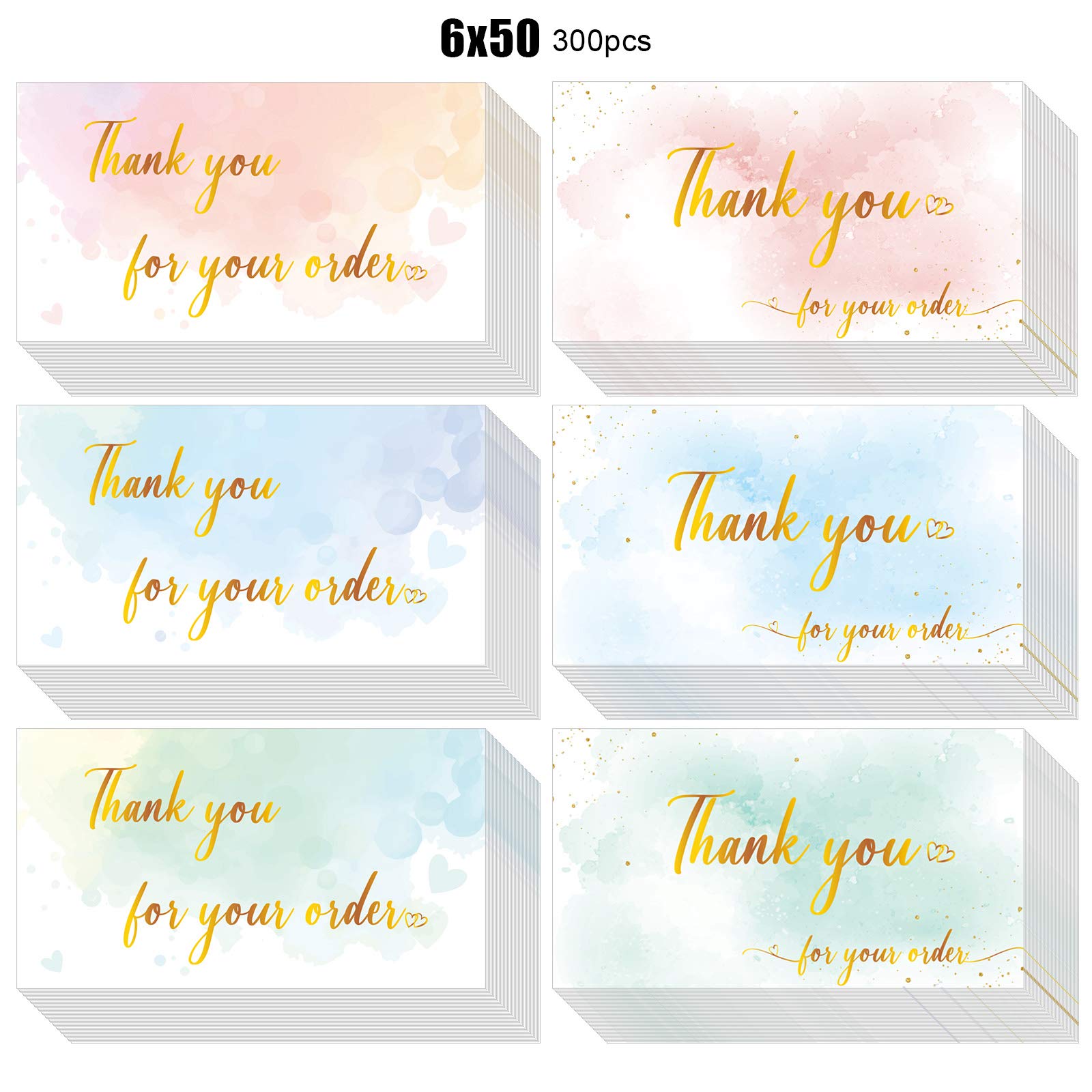 Buy 300 Pieces Thank You For Your Order Business Cards Watercolor