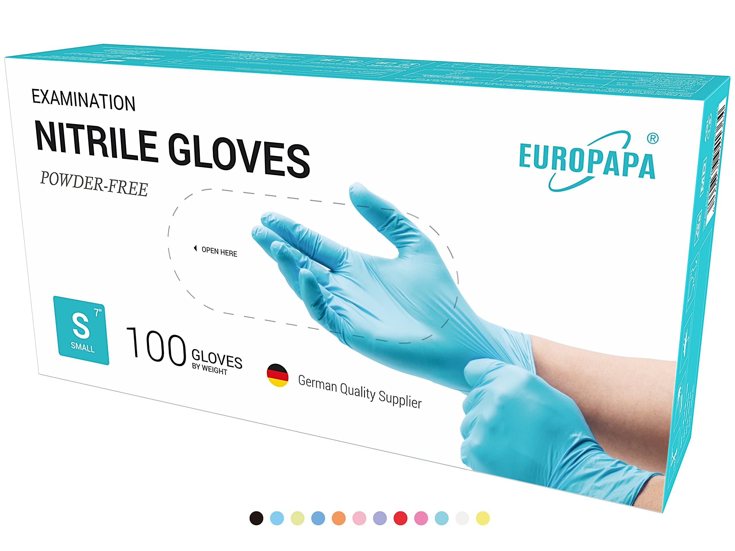 EUROPAPA® 1000x Nitrilhandschuhe Einweghandschuhe puderfrei Untersuchungshandschuhe EN455 EN374 latexfrei Einmalhandschuhe Handschuhe in Gr. S, M, L & XL verfügbar (Hellblau, S)