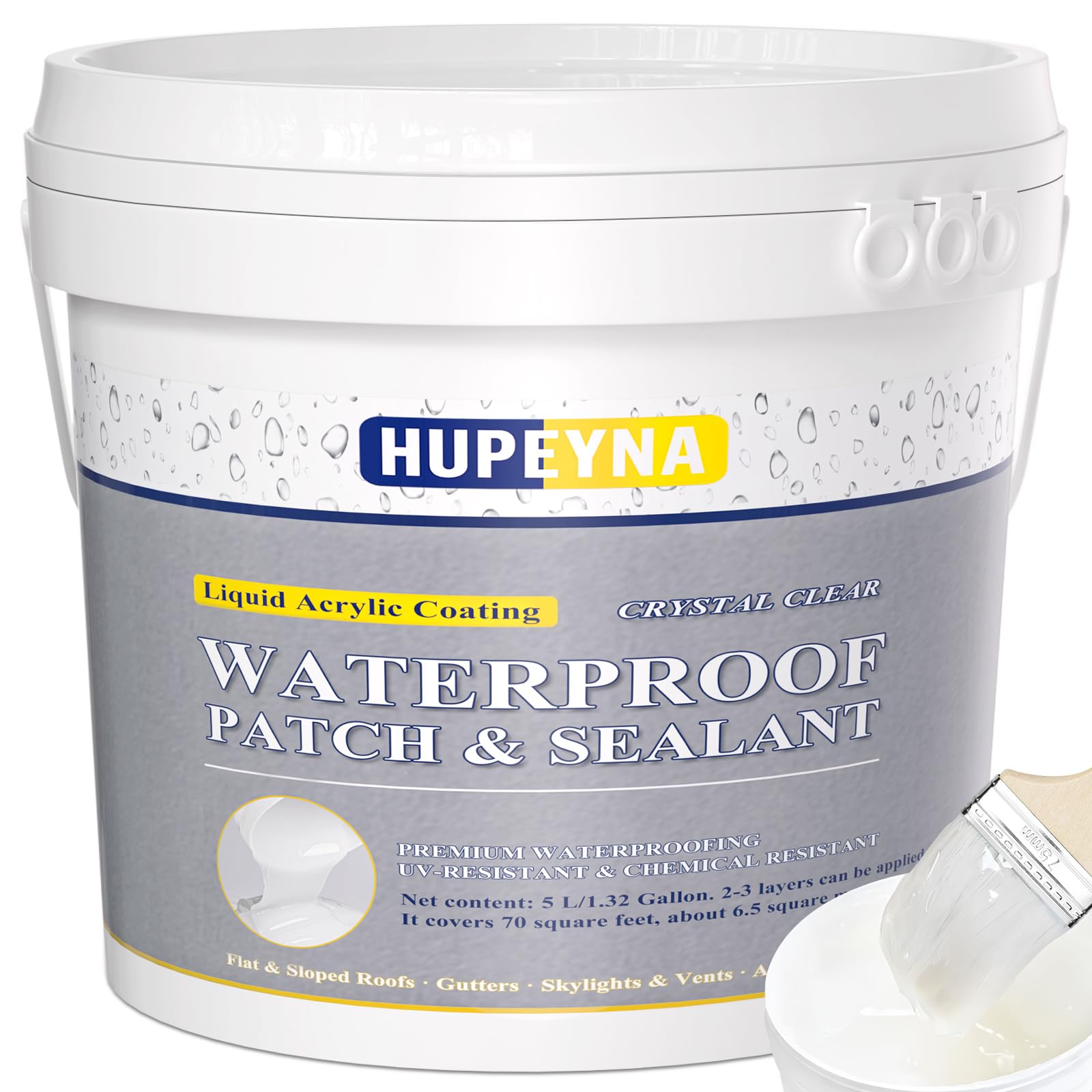 Invisible Waterproof Agent, 1.32 Gal Hupeyna Waterproof Sealant, Waterproofing Glue, Anti-Leakage Repairing Transparent Water Proof Coating Agent,