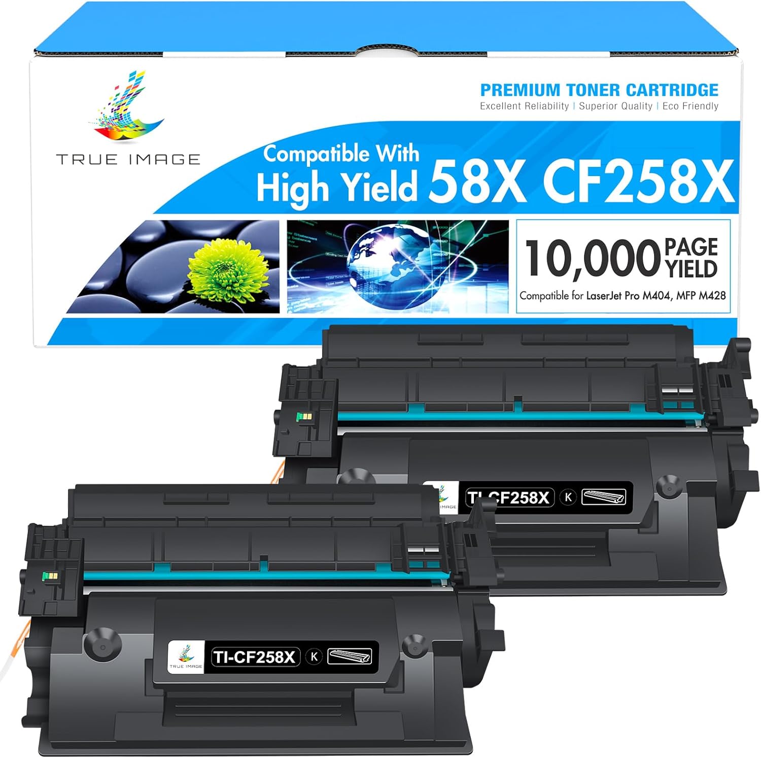 58X CF258X Toner Cartridge Black M428fdw High Yield Compatible Replacement for HP 58X CF258X 58A CF258A for HP LaserJet Pro M404n M404dn M404dw MFP M428fdn M428dw Printer Ink 2 Pack