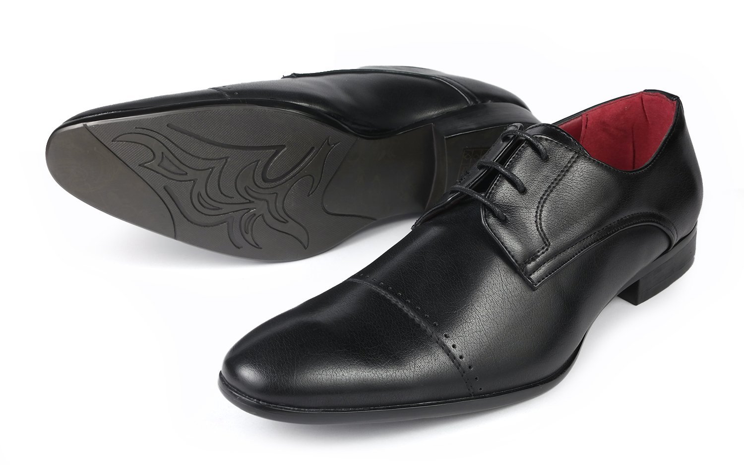 Men Fashion Lace up Oxfords Dress Shoes Cap Toe Classy Black