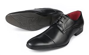 Men Fashion Lace up Oxfords Dress Shoes Cap Toe Classy Black