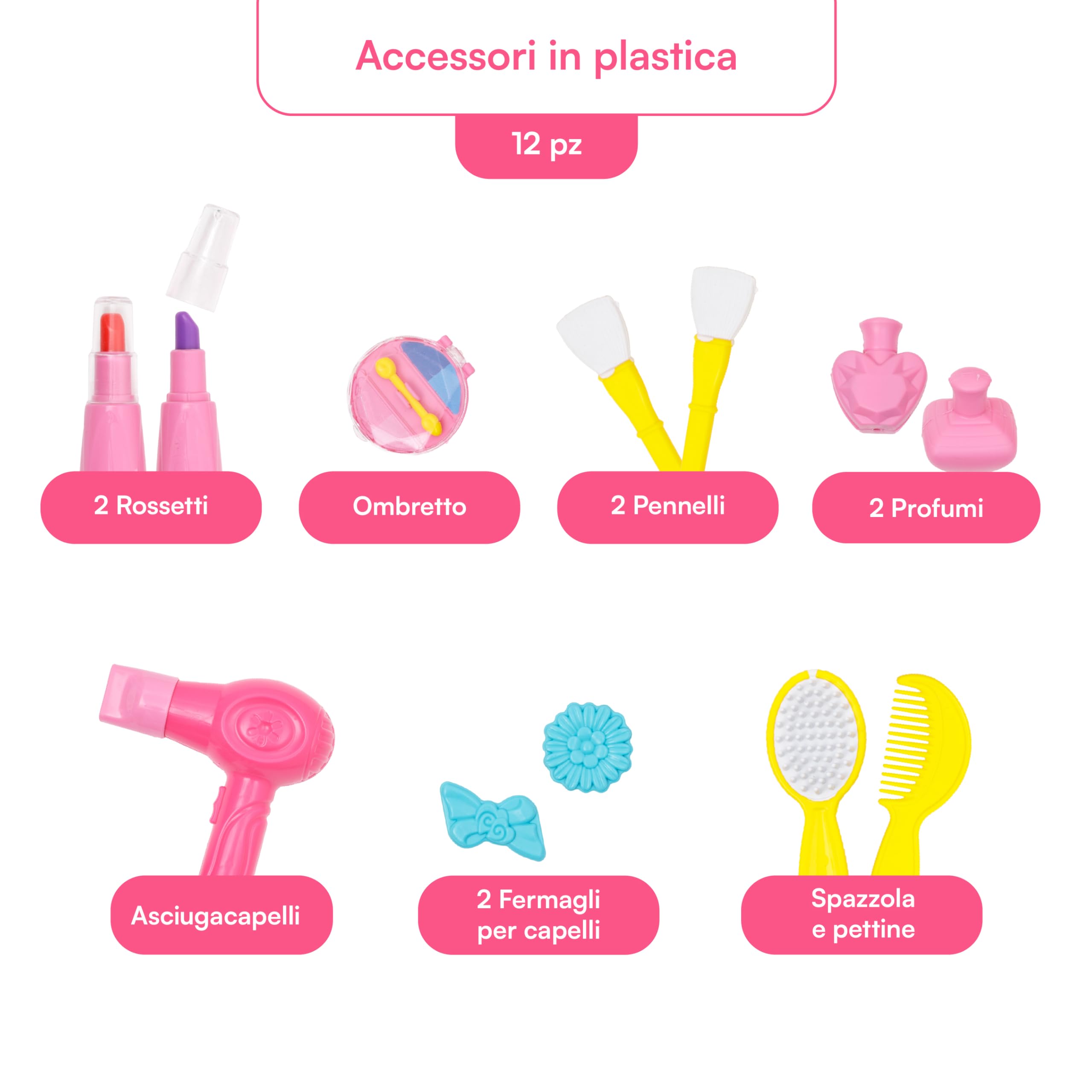 Baroni Toys Toeletta Trucco per Bambini con Specchio, Sgabello e 12 Accessori, Consolle Trucco Bambina, Specchiera per Bambine, Gioco di Simulazione per Bambini dai 36 Mesi, 48x32x71 cm, Unicorni