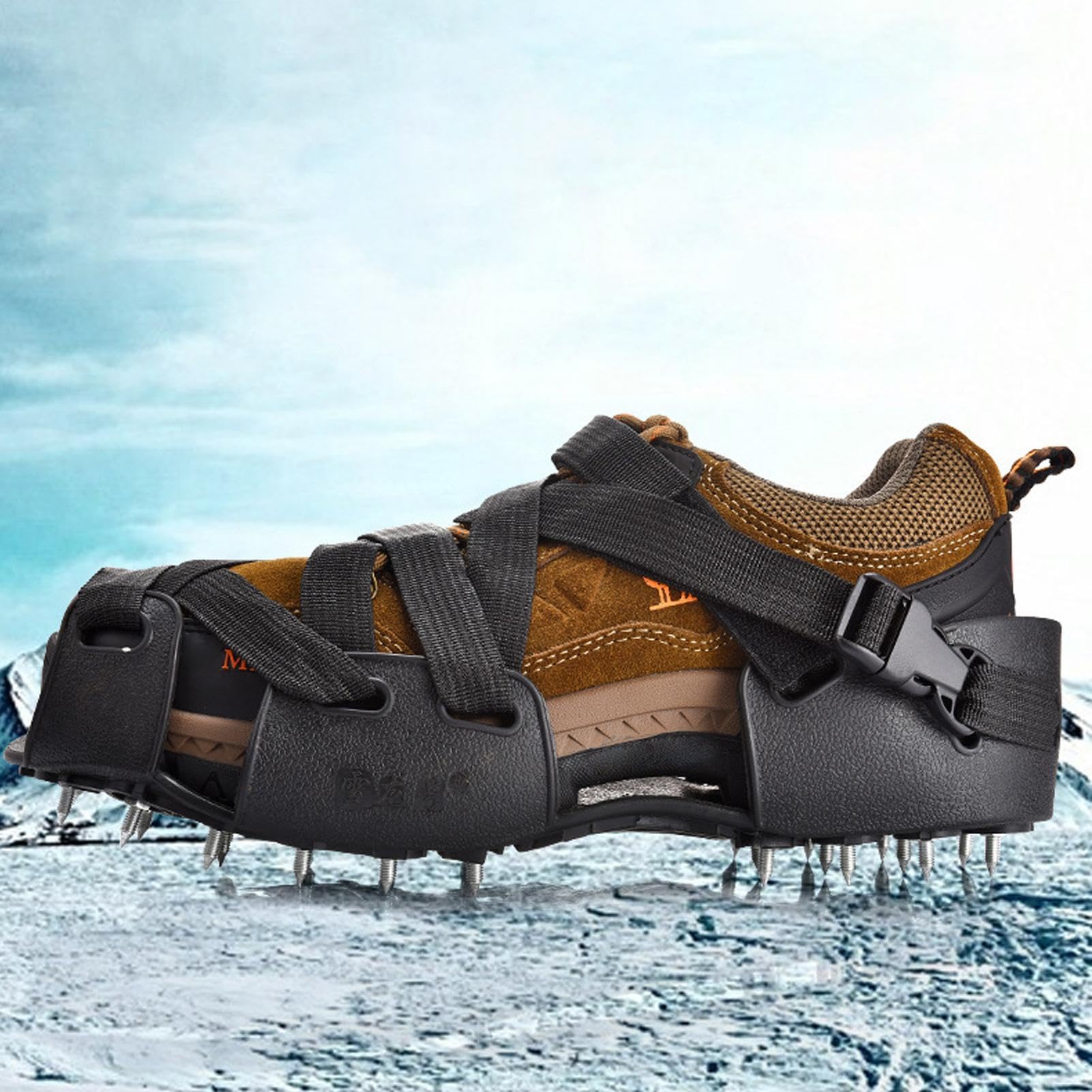 Crampons pour bottes de randonnée 32 Pointes Antidérapantes Hommes Femmes | Traction Agressive Neige Glace Pour marche, escalade, pêche, alpinisme, course neige, hommes femmes jeunes, botte