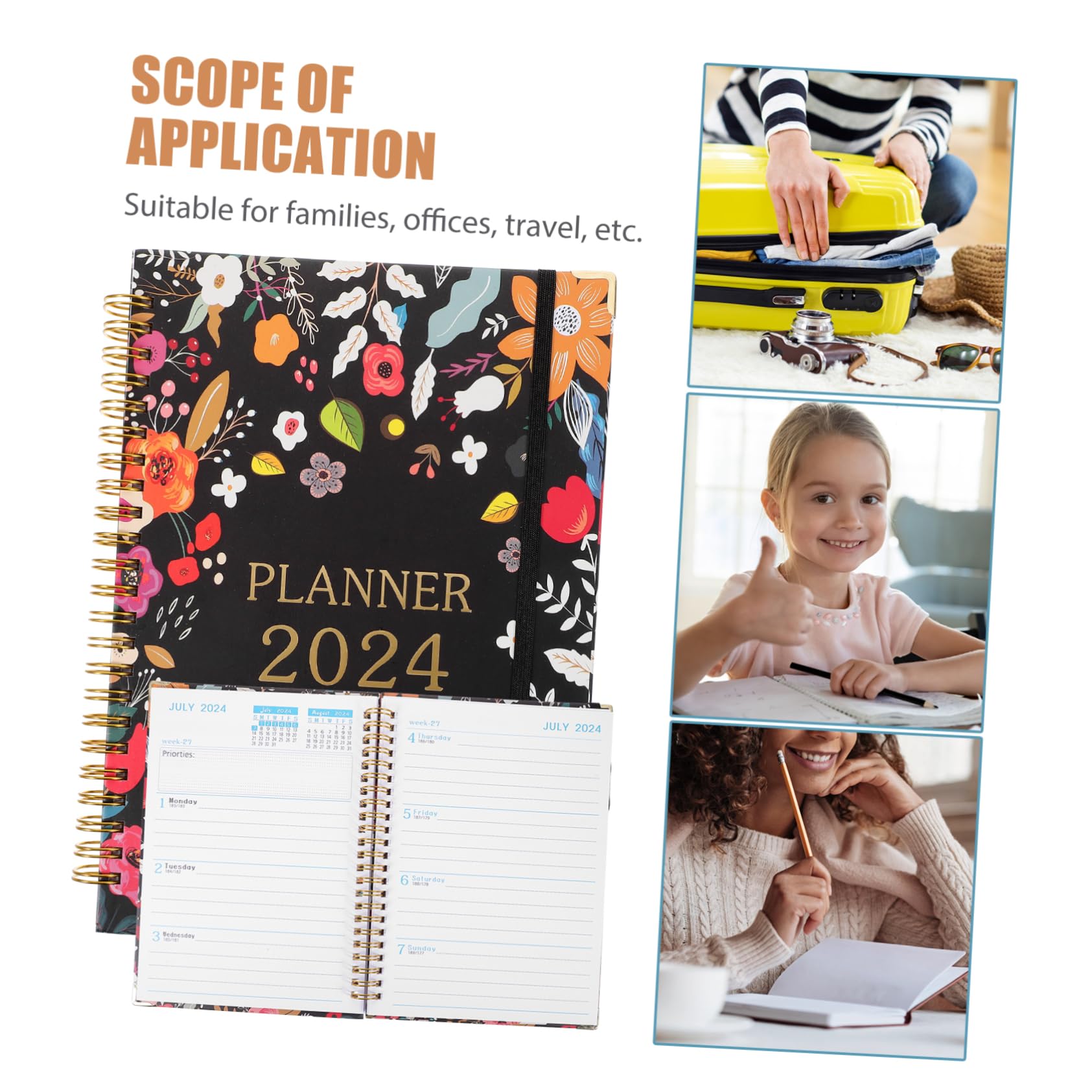 SEWACC 2St Englischer Notizblock Planblock Wochenplaner 2024 Kalender-Monatsplaner 2024 Tagesplaner-Notizbuch Stundenplaner schreibheft buch schreiben Arbeitsnotizbuch Spulenplaner Papier