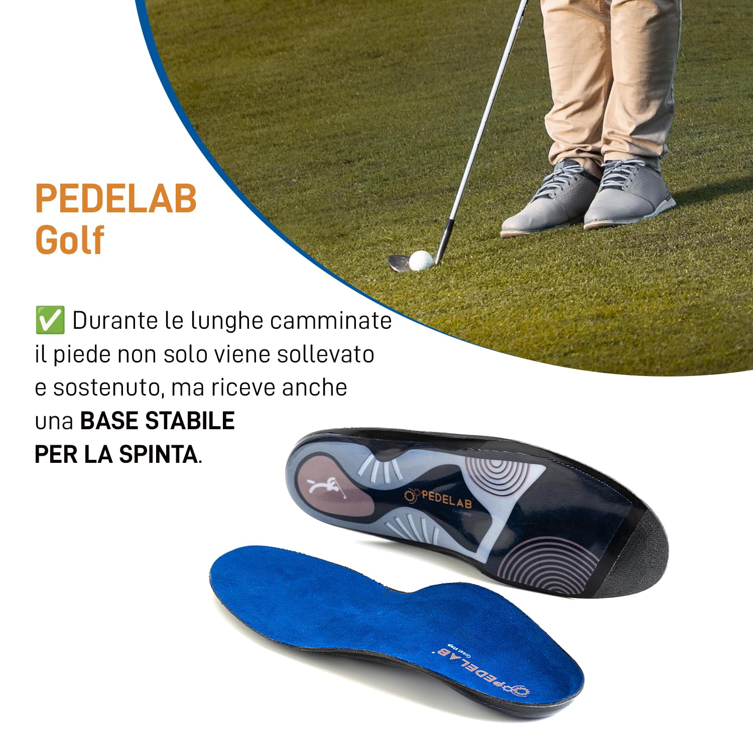 Pedelab Sport Golf | Plantari Ortopedici Sportivi per Golfisti, Misure XXL 45-46 | Supporto Arco Plantare, Comfort e Stabilità | Solette Scarpe per Piede Valgo e Trasverso, Lunghe Camminate sul Campo