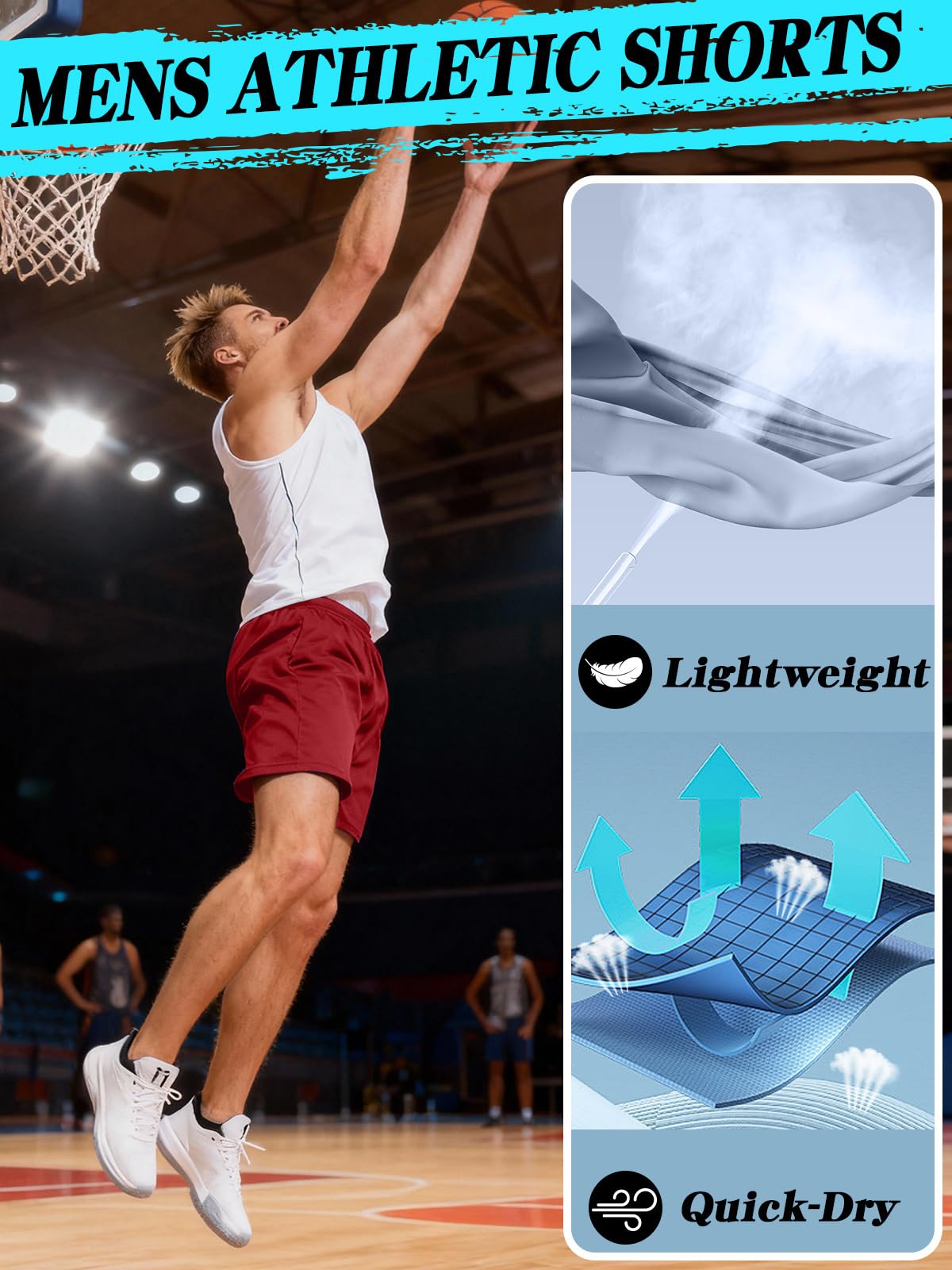 ZENGVEE Pack de 5 Shorts pour Hommes avec Poche, Respirant, à Séchage Rapide, Vêtements de Sport pour Hommes, Gymnastique, Fitness, Tennis