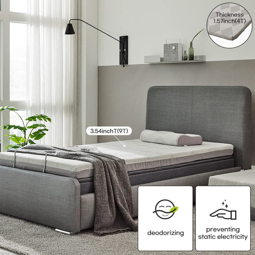Sleep & Sleep Signature Hybrid-C Topper por EVEZARY Q (59.1 pulgadas de ancho x 78.7 pulgadas de largo x 1.5 pulgadas de alto), gris