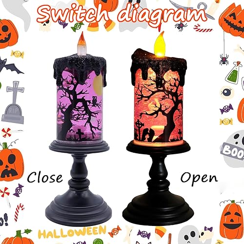 Miniatura 4 de Velas de globo de nieve de Halloween, tornado, sin llama, centro de mesa para fiesta de celebración, vela LED a pilas con temporizador de 6 horas