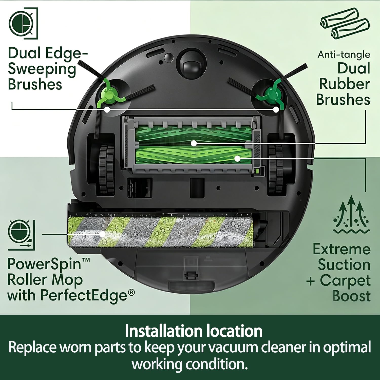 Max 705 Combo - Kit di ricambio compatibile con iRobot Roomba Max 705 Combo/Max 700 Series Combo Robot Aspirapolvere/2 Spazzole Principale/4 Filtri HEPA/3 Roller Mop/6 Spazzole Laterali/6 Sacchetti