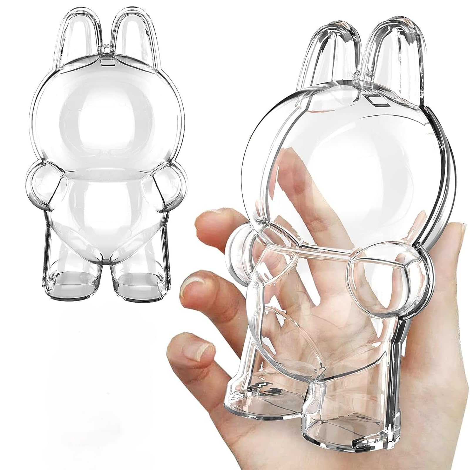 BelleFlair Big Protective Case for Vinyl Plush Toy & 15/17cm Dolls with Clothes - Clear Collector Storage Box with Silicone Strap,Dustproof Scratch-Resistant for Standing Series