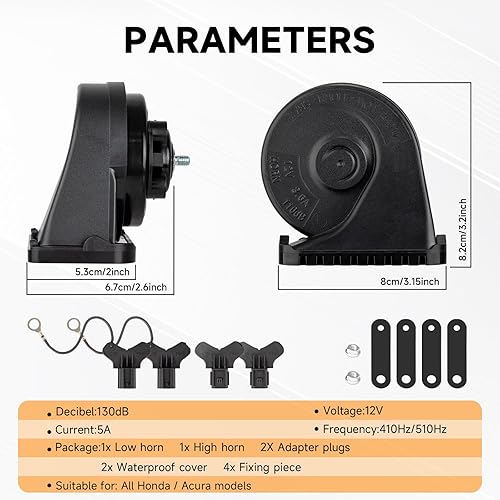 Miniatura 8 de Bocina de Auto para Honda Civic CRV Odyssey Accord Pilot Passport Fit Insight Ridgeline, Acura MDX RDX Integra Bocina Auto de Tono Dual para Honda