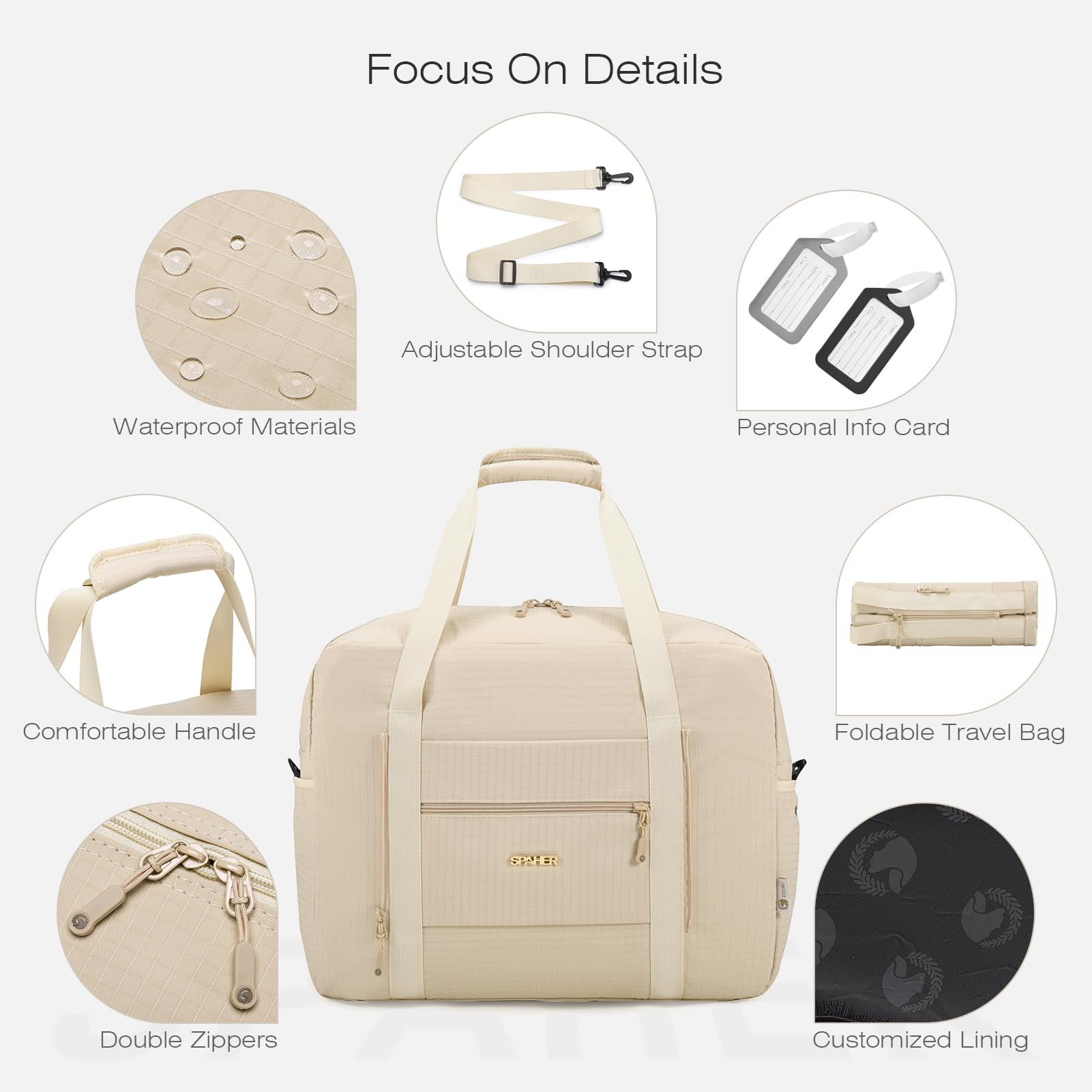 SPAHER Borsone da Viaggio Easyjet 45x36x20 Bagaglio a Mano Borsone Palestra Sportiva Grande 30L Donna Uomo Impermeabile Borsa da Viaggio Piscina Fitness Travel Duffel Cabin Bag