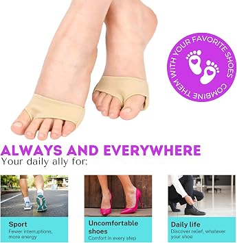 | Metatarsal Pads for Women & Men (1 Pair) | Wearable Fabric Sleeve with Gel Ball of Foot Cushions for Metatarsalgia & Morton's Neuroma Relief (Small 5-8)