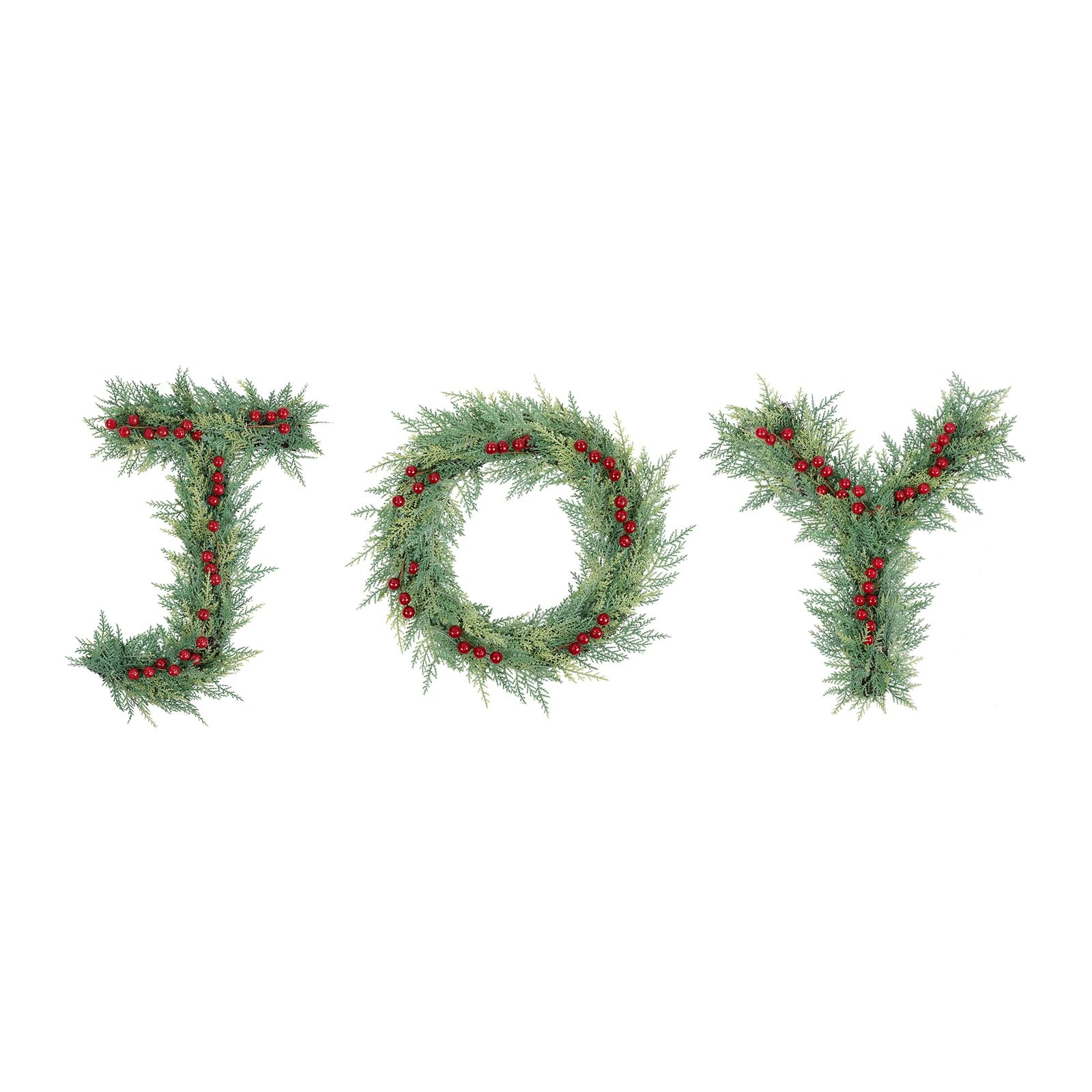 U'Artlines Joy Christmas Wreaths for Front Door, Holiday Farmhouse Door Wreath Joy Christmas Sign with Red Berries and Pine Needle, Joy Sign Christmas Decorations for Door Wall Window Indoor Outdoor