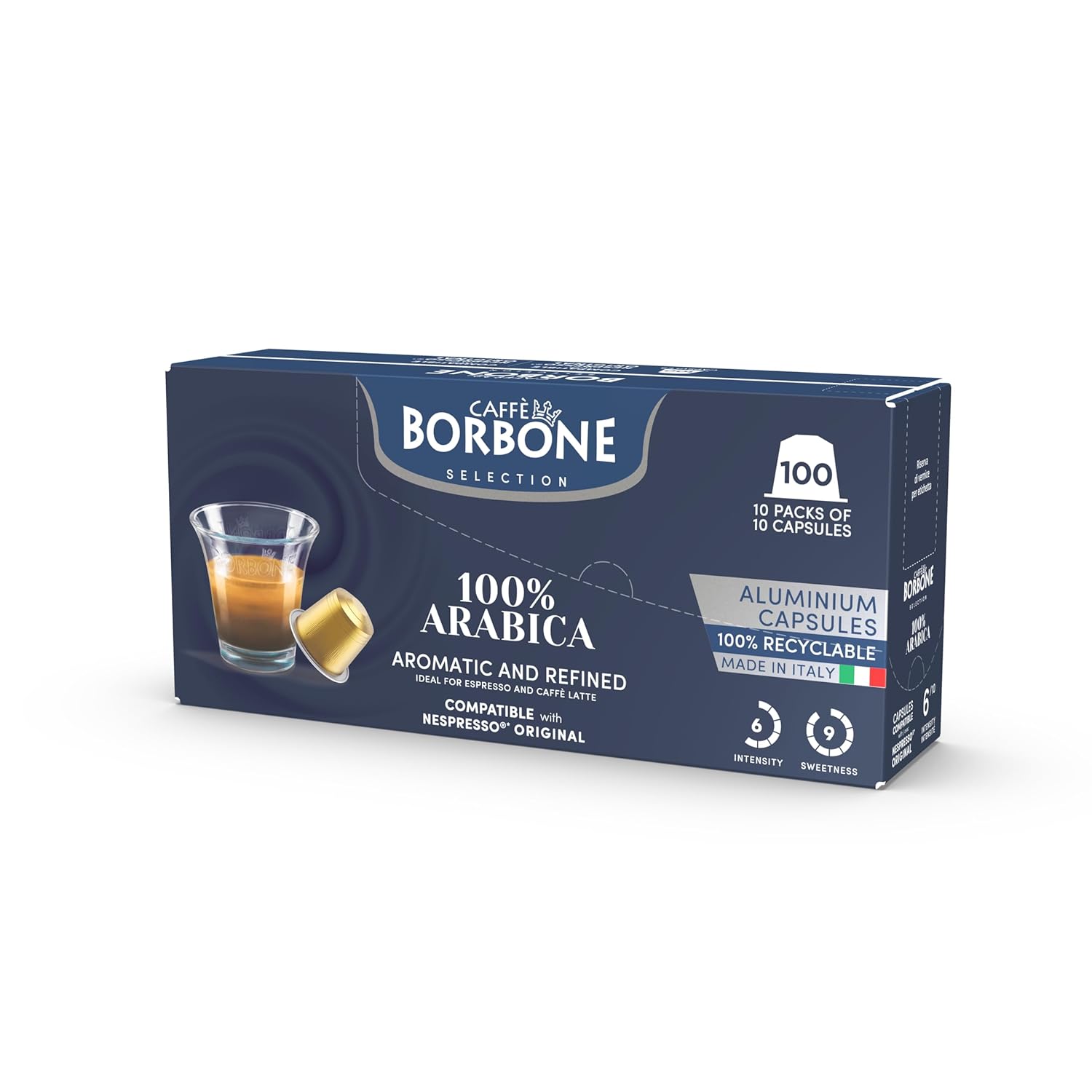 Caffè Borbone 100% Arabica Aluminum Capsules Compatible with Nespresso Original Machines, Medium Roast, 100 Count