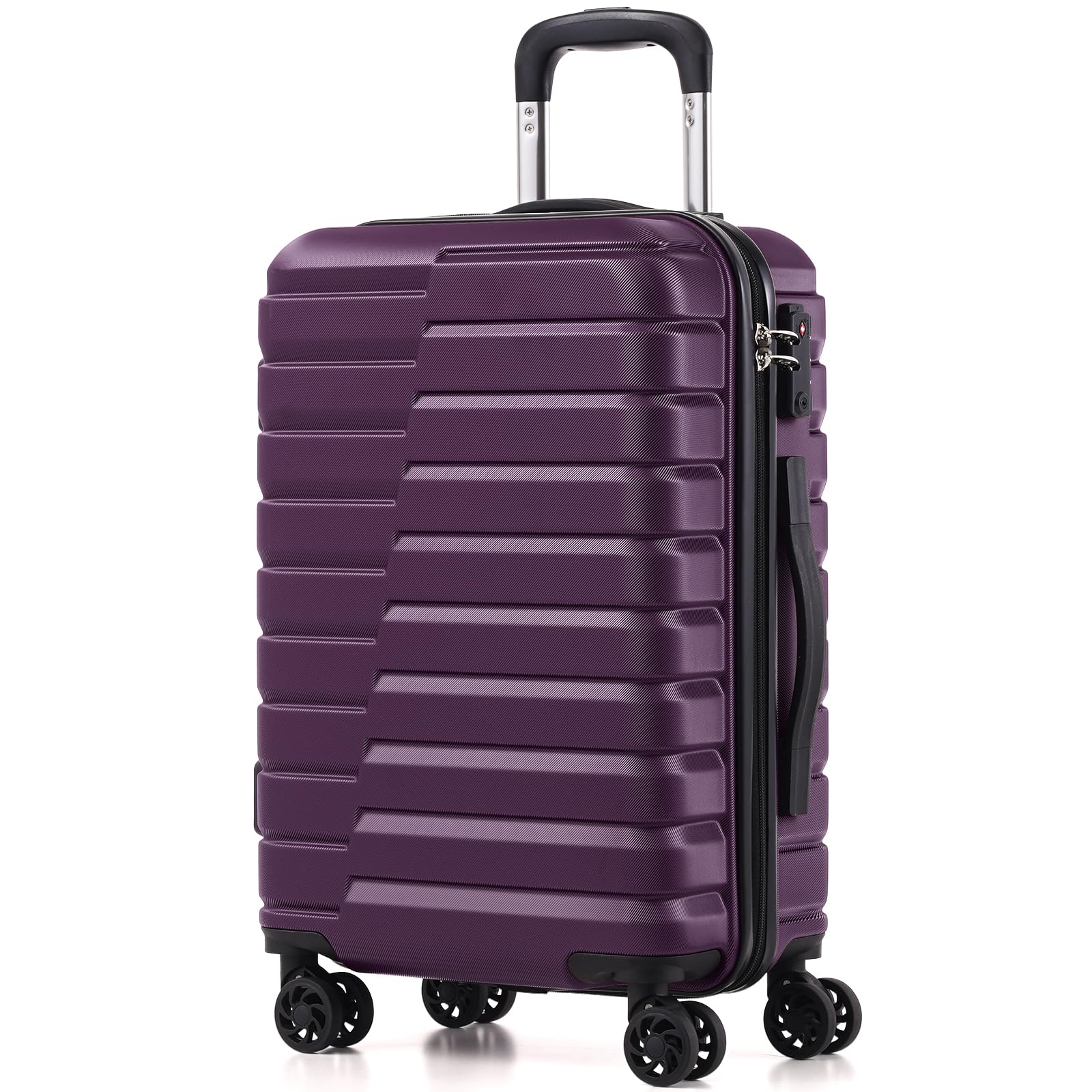 20-Inch Small Carry on Hardside PC+ABS Spinner TSA Lock Telescopic Luggage Handle（20in-purple）
