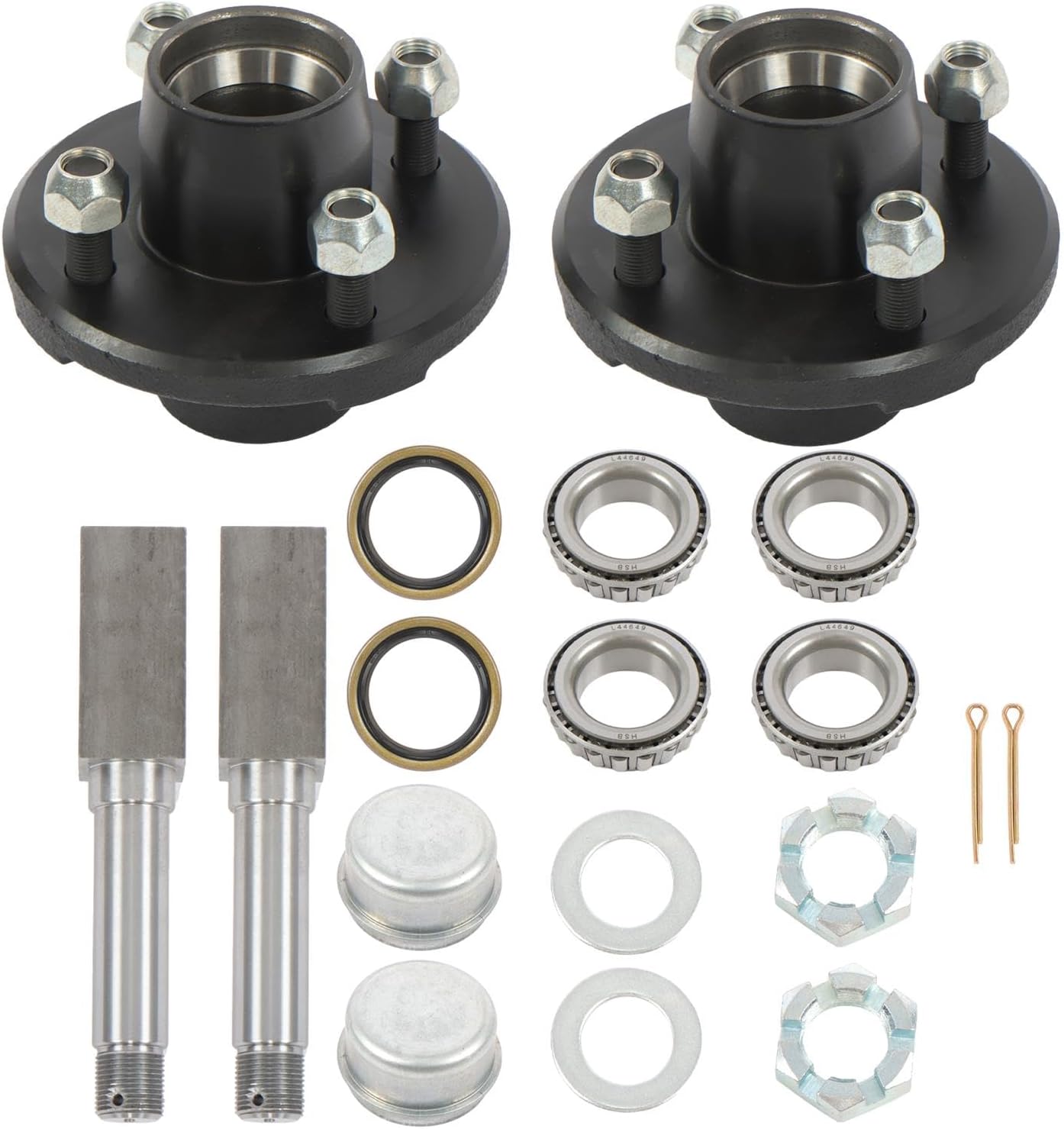 labwork 2 Sets 4 on 4 Inch Trailer Hub and 1-1/16 Inch Square BT16 Spindle with Trailer Bearing Kit
