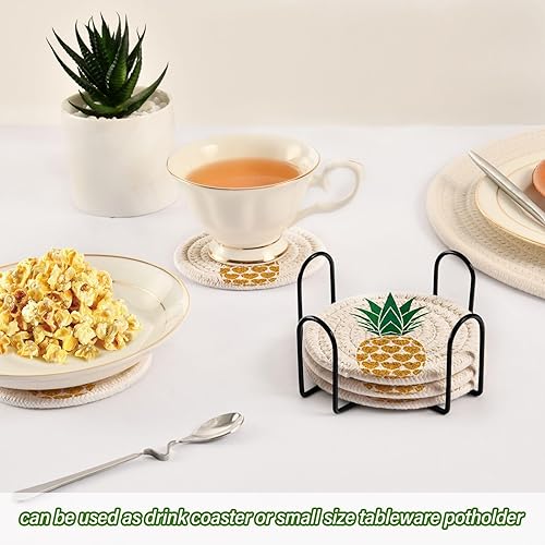 Vista 104 de Juego de 6 posavasos para bebidas con soporte, diseño retro de estrella de mar y estrella de mar, juego de 6 posavasos decorativos absorbentes