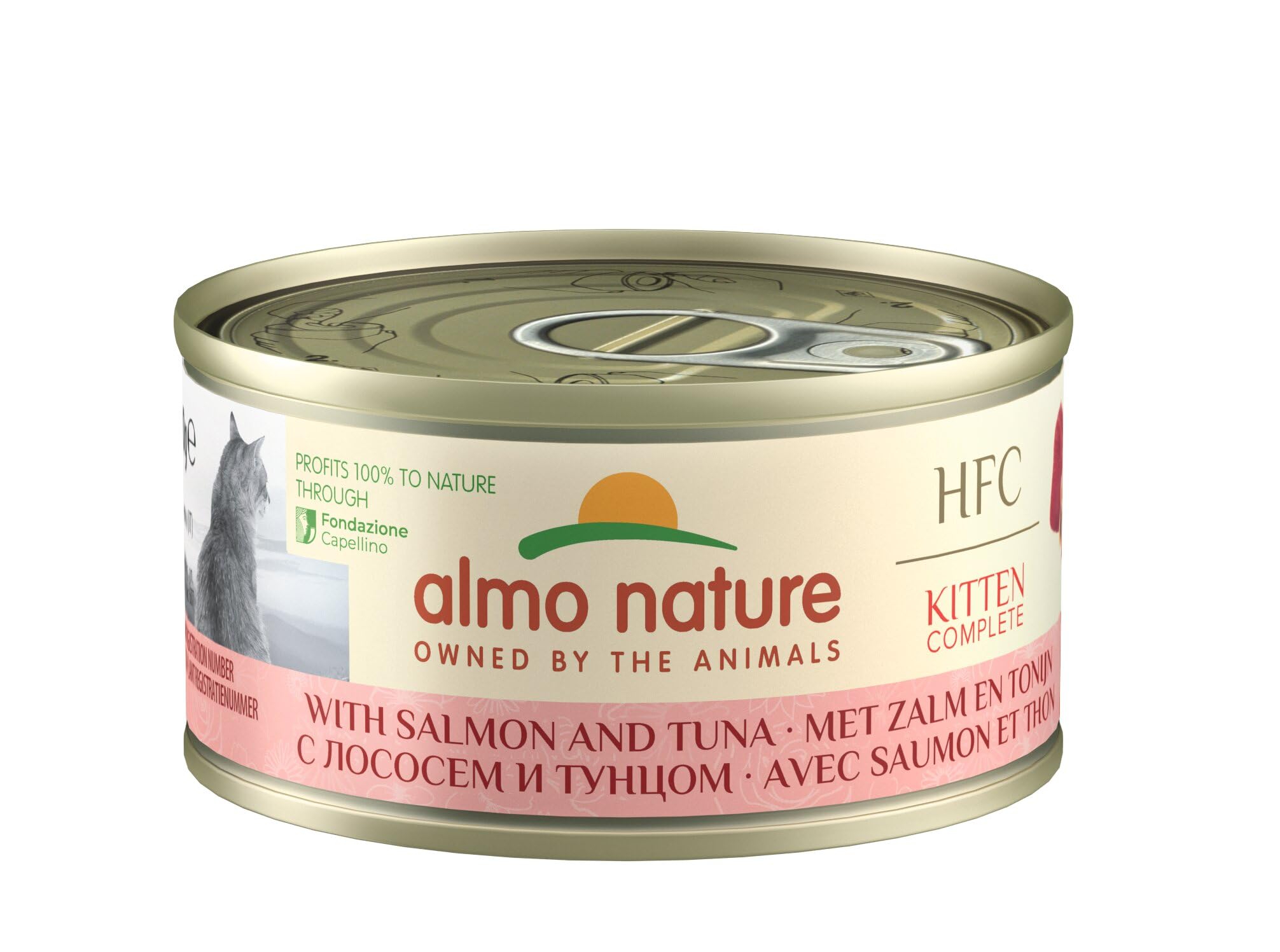 almo Nature HFC Cat Lot de 24 boîtes de Nourriture Humide complète pour Chaton avec Saumon et Thon 70 g