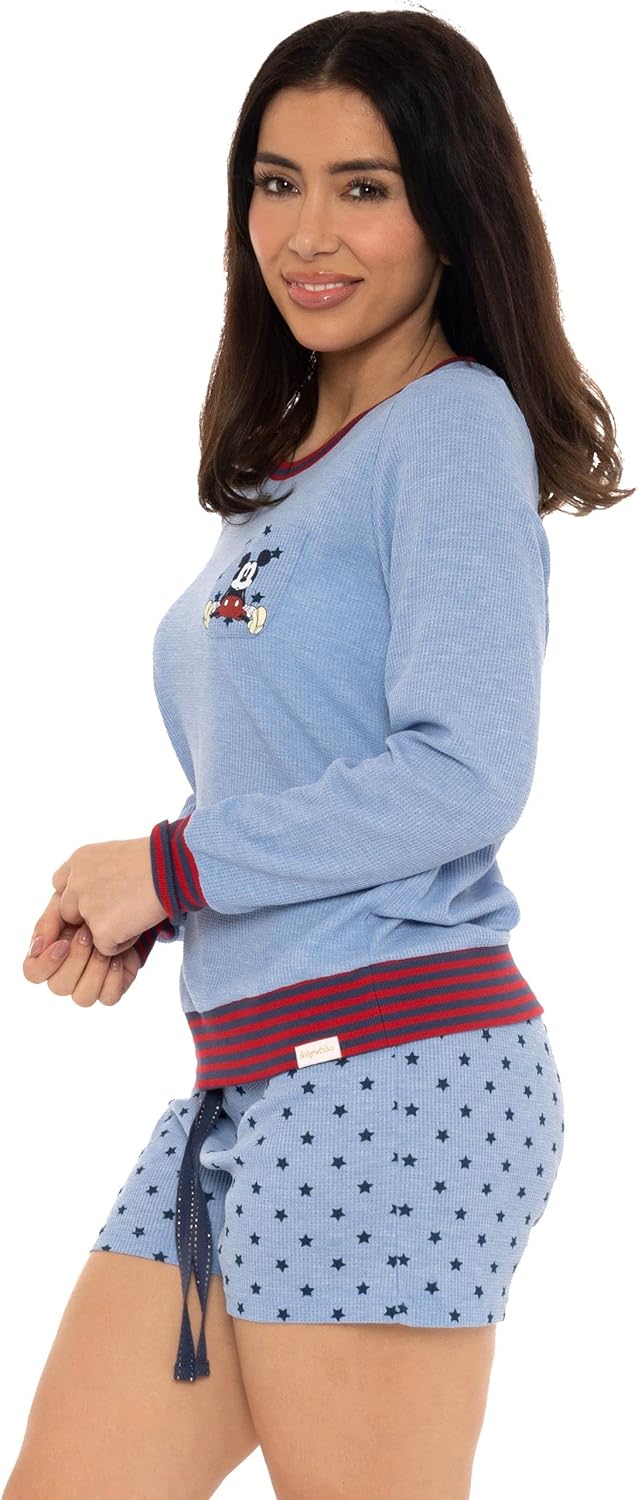Wingwalker Womens Disney Mickey Mouse Pajamas Ladies Waffle Short PJs Blue Size XX-Large - Image 5