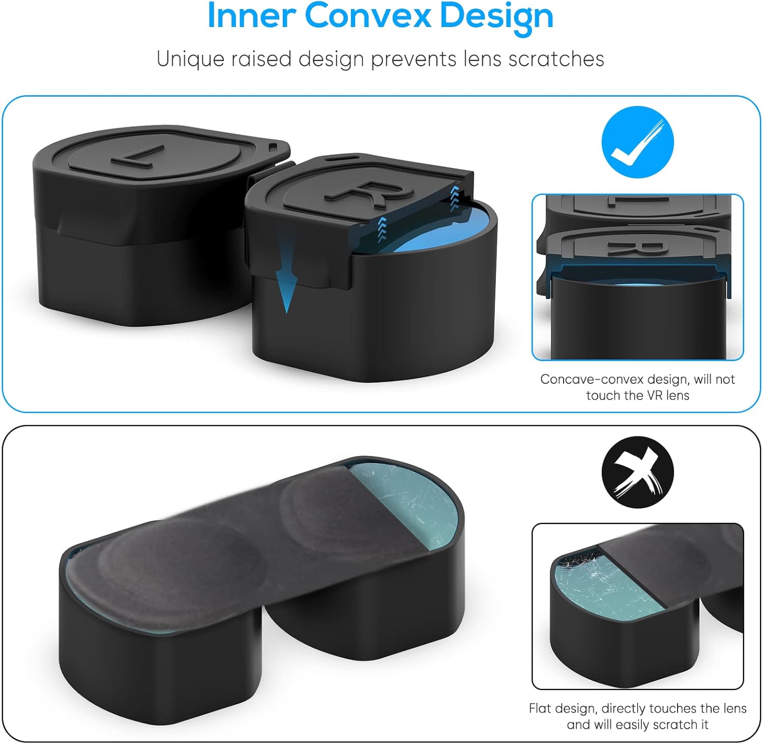 MENEEA Lens Protector Cover for PS VR2, 2-Pack Silicone Protective Cap for PlayStation VR2 Glasses, Dust-Proof, Scratch Resistant, Black