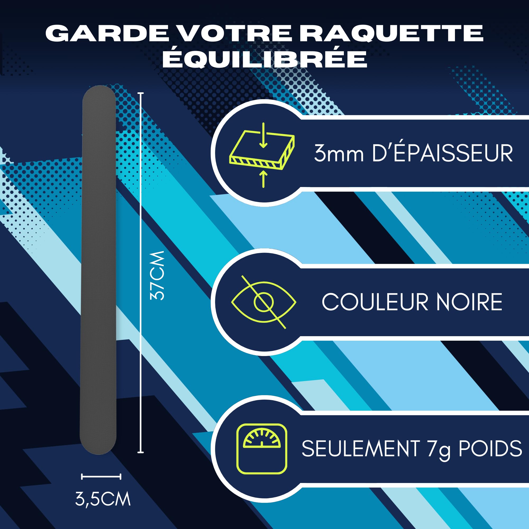 Ph Pro Heat Lot Protection Raquette Padel Noir Rugueux - Padel Accessoire pour Raquette de Padel Multi-granulés - Protections pour Raquette de Padel en Silicone Noir