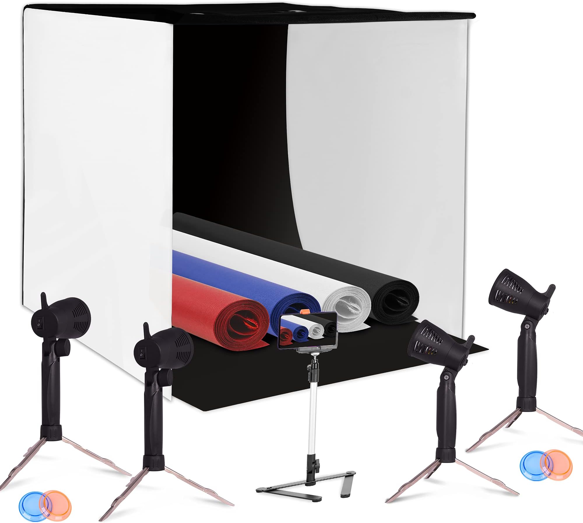 EMART Photography Light Box, 24 X 24 Inches White Photo Studio Tabletop Tent, Portable Lightbox with Desktop Light for Photoshoot