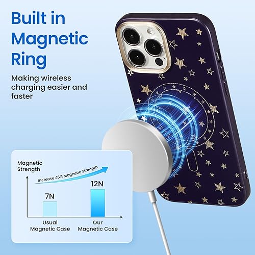 Miniatura 3 de ZCDAYE Magnetic Case for iPhone 13 Pro Max, Mystery Pentagram Star Pattern Phone Case Compatible with Magsafe, PC Back TPU Bumper Shockproof Cover