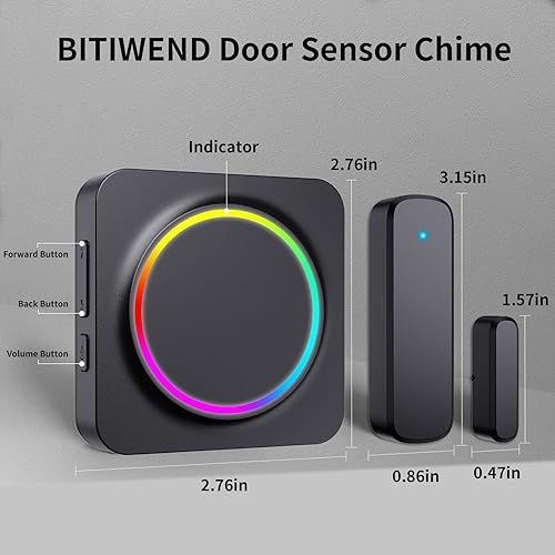 Miniatura 2 de BITIWEND Timbre de puerta, timbre de sensor de puerta cuando se abre la puerta, alarma de entrada de puerta para negocioshogaroficinatienda, rango