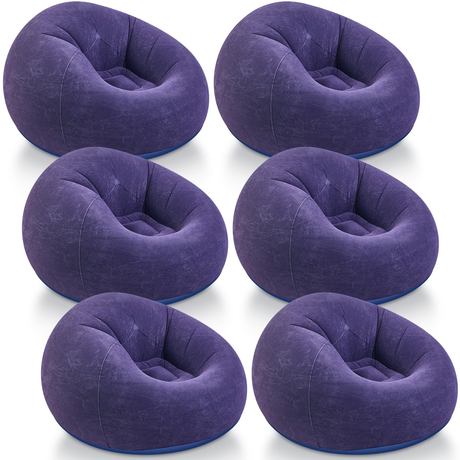 Photo 1 of **** MISSING 1*** Realspring Inflatable Bean Bag Chairs Outdoor Blow up Camping Chairs Inflatable Lazy Sofa Folding Portable Bean Bag Loungers Couch for Movie Night(Blue,6 Pcs)