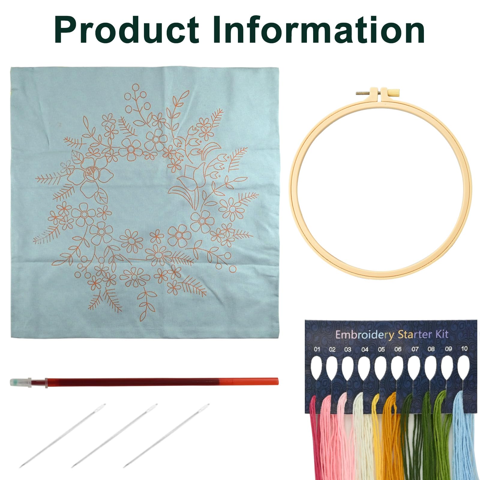 wiksite Embroidery Kit Pillowcase DIY Kit Cushion Cover Pillow Cover Embroidery Kit - Image 2