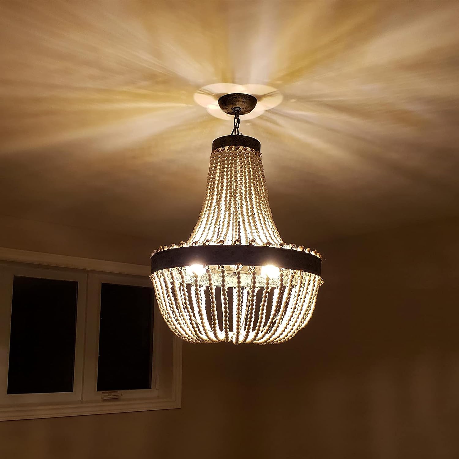 Tесh Dеаlѕ 🔥 Anmytek Metal and Circular Wood Bead Chandelier Pendant Three Lights Grey White Finishing Retro Vintage Industrial Rustic Ceiling Lamp Light Onе-Dау Sаlе: Uр tо 50% оƒƒ Anmytek Metal and Circular Wood Bead Chandelier Pendant Three Lights Grey White Finishing Retro Vintage Industrial Rustic Ceiling Lamp Light