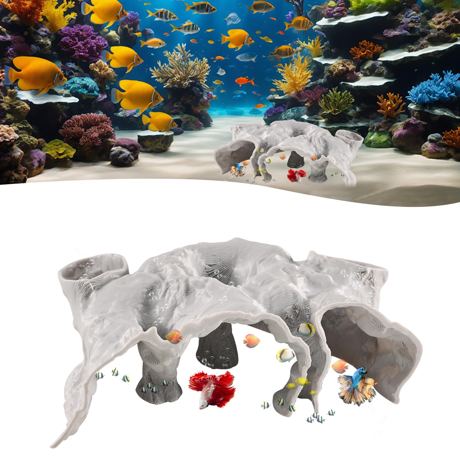 Silkwish Garnelen Versteck aus PLA - Aquarium Höhle, Simulation Poröser Korallenstein Cave Dekoration für Garnelen Fische Zucht & Schutz für Kleine Fische (Weiß)
