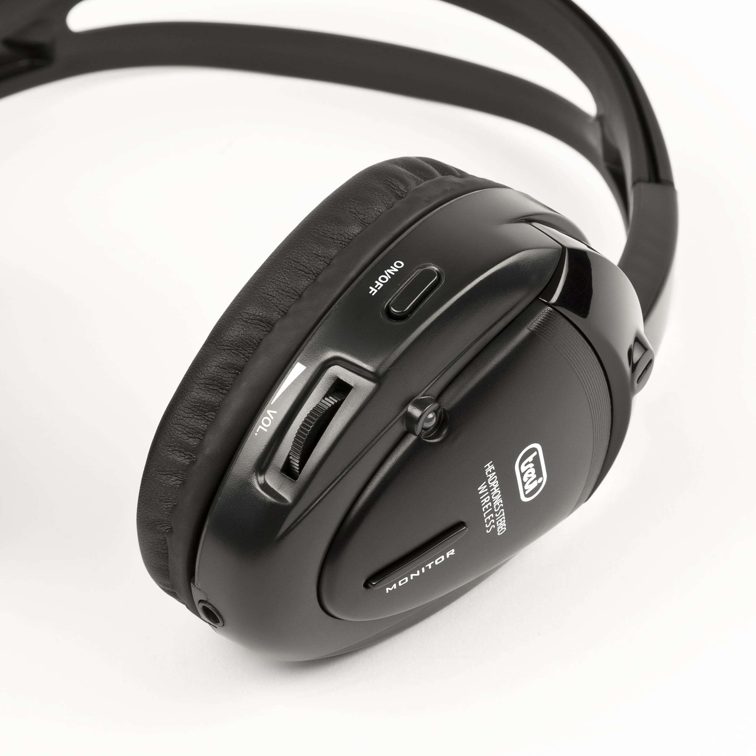 Trevi FRS 1240 Cuffia TV Wireless ad Infrarossi con Trasmissione ad Alta Frequenza, 12m di Portata, Audio Stereo per Televisore, Hi-Fi e MP3, Funzione Monitor e Controllo Volume, Base in Dotazione