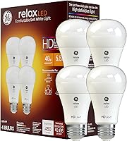 GE Relax HD LED Light Bulbs, 40W Equivalent Soft White A19 Dimmable, 4-Pack – Enhanced Color & Cozy Glow