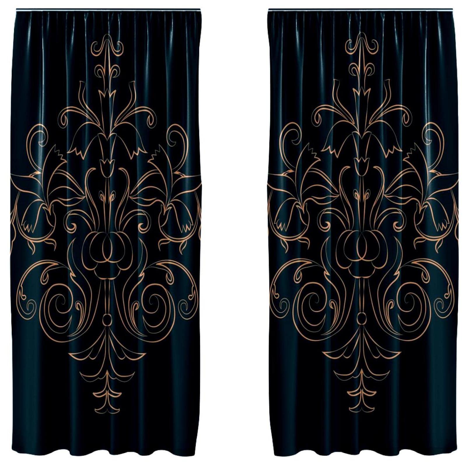 Cortinas opacas Mandala azul para crear un salón relajante y oscuro